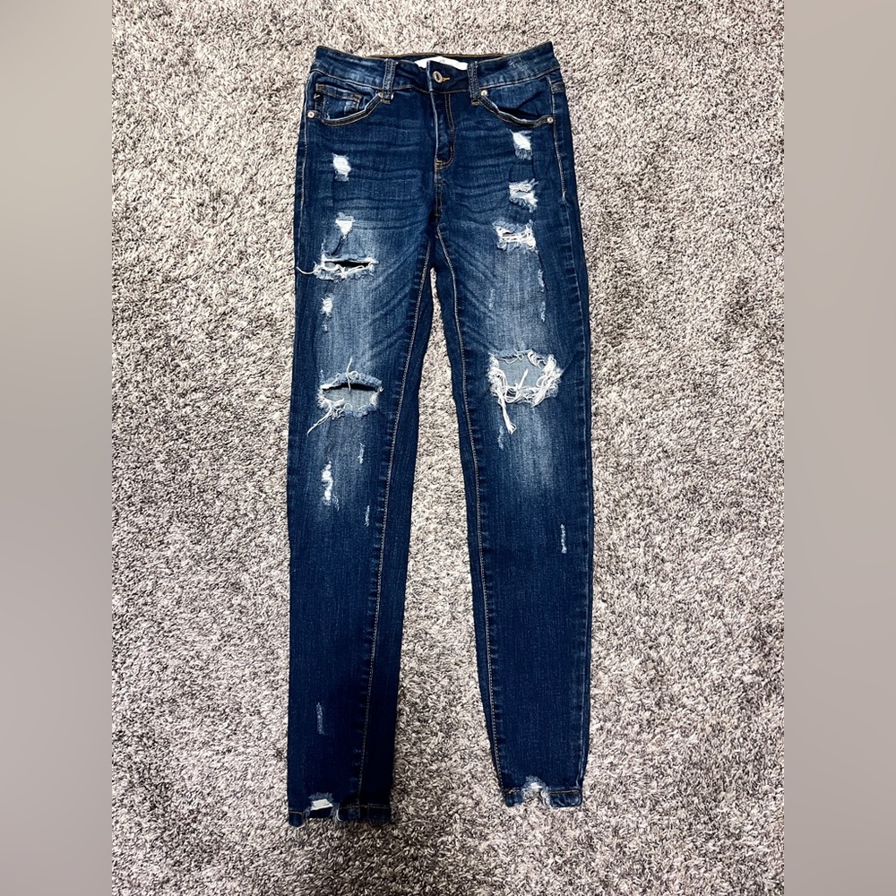 KanCan Midnight Blue Ripped Skinny Jeans